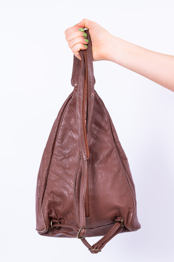 Vintage 90's Brown Leather Backpack