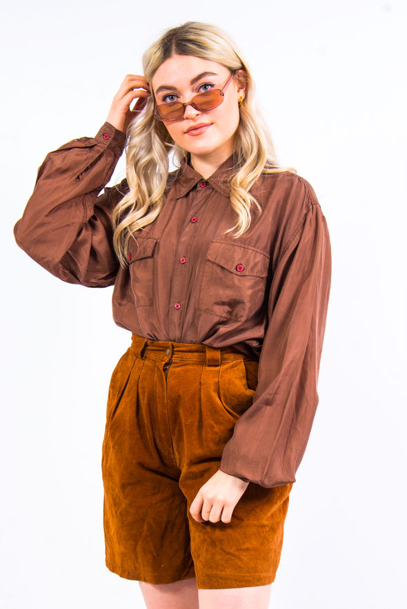 Vintage Brown Silk Shirt