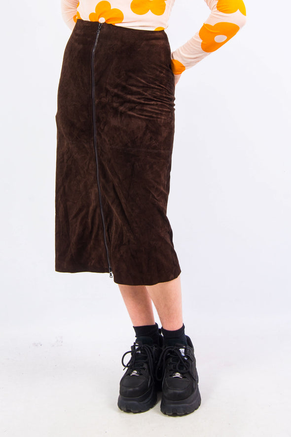 Vintage 90's Suede Midi Skirt