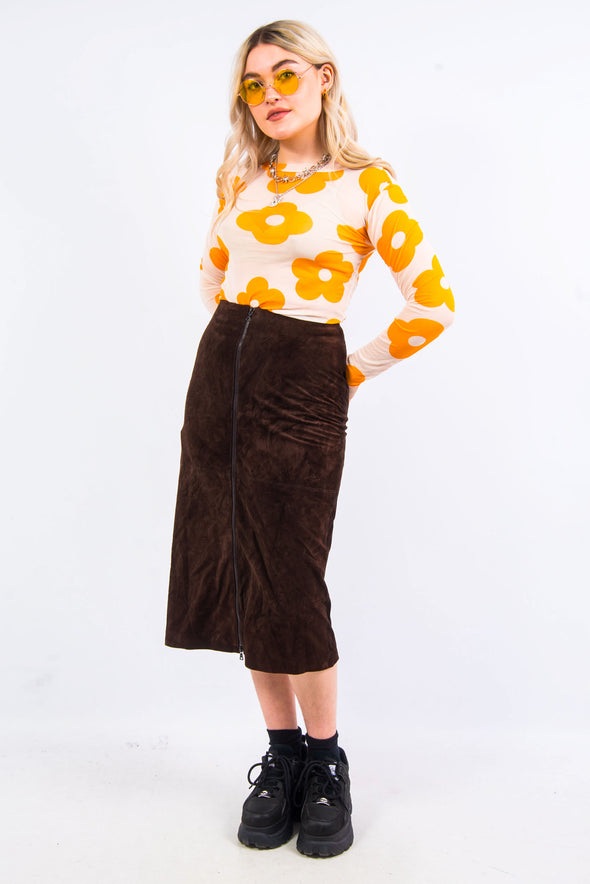 Vintage 90's Suede Midi Skirt
