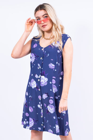 Vintage 90's Purple Floral Mini Dress