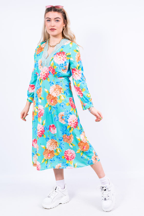 Vintage 70's Floral Lace Midi Dress