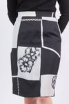 Vintage 90's Abstract Floral Print Pencil Skirt