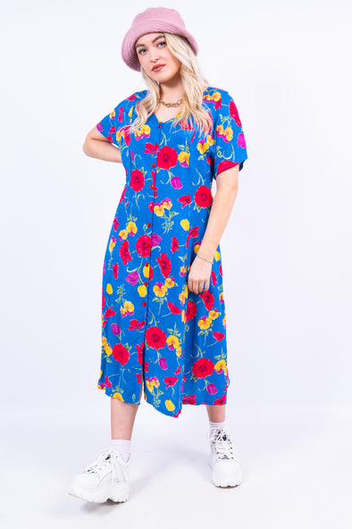 Vintage 90's Floral Midi Dress