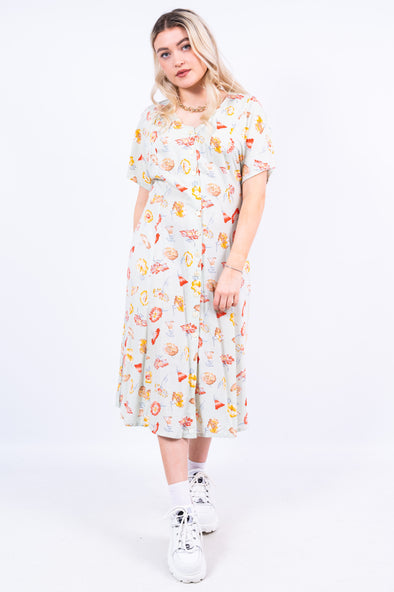 Vintage 90's Mint Green Floral Midi Dress