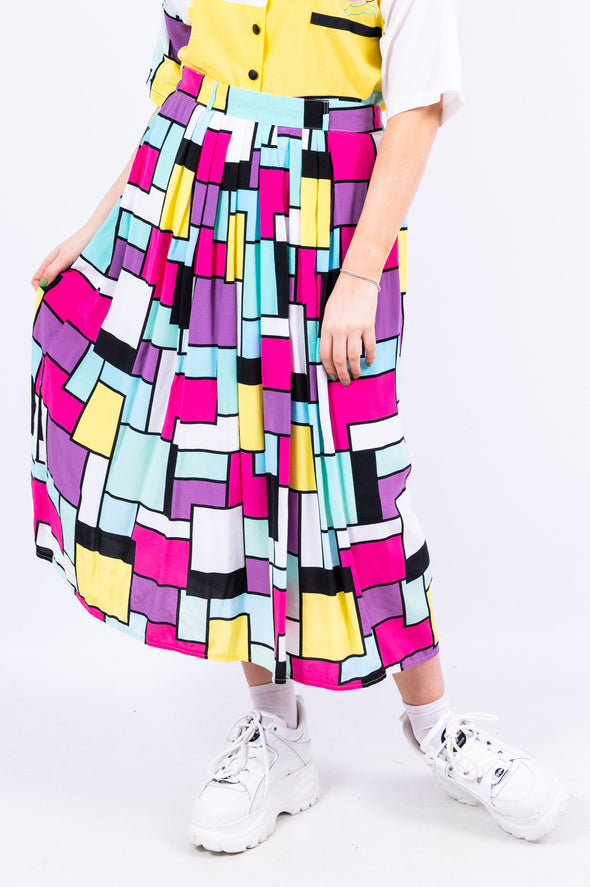 Vintage 80's Geometric Mouse Co-Ord Skirt & Top