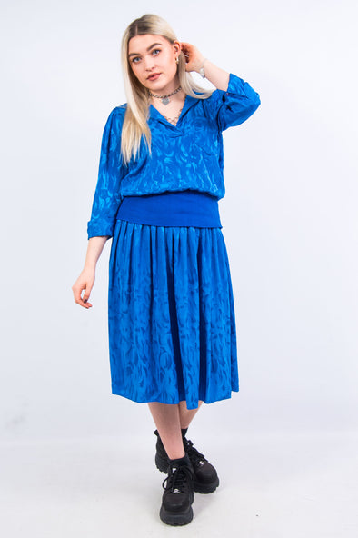 Vintage 80's Blue Midi Dress
