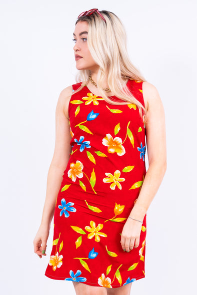 Vintage 90's Red Floral Mini Dress