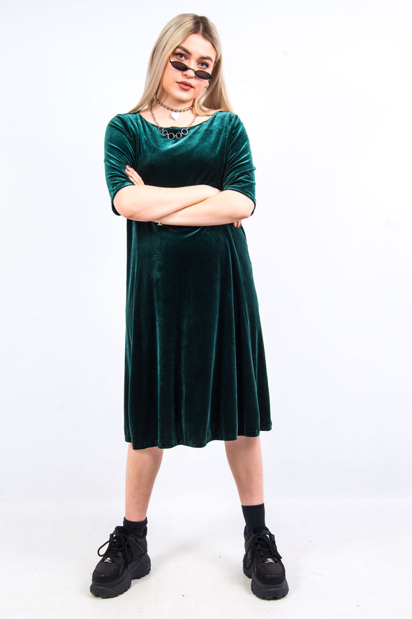 Vintage 90's Green Velvet Midi Dress