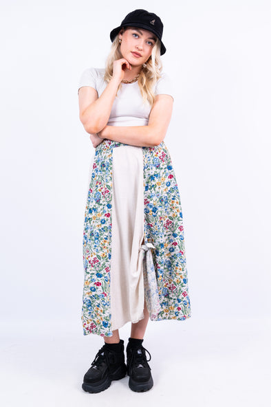 Vintage 90's Floral Tie Front Midi Skirt
