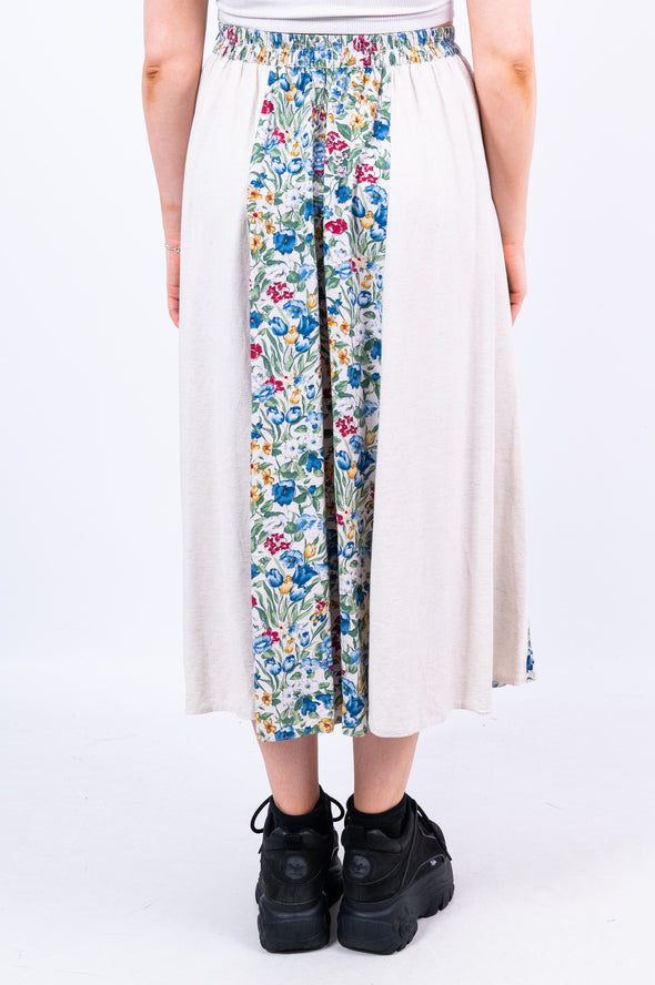 Vintage 90's Floral Tie Front Midi Skirt
