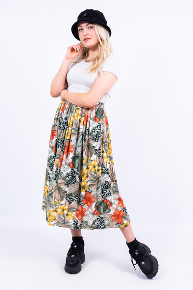 Vintage 90's Floral Midi Skirt