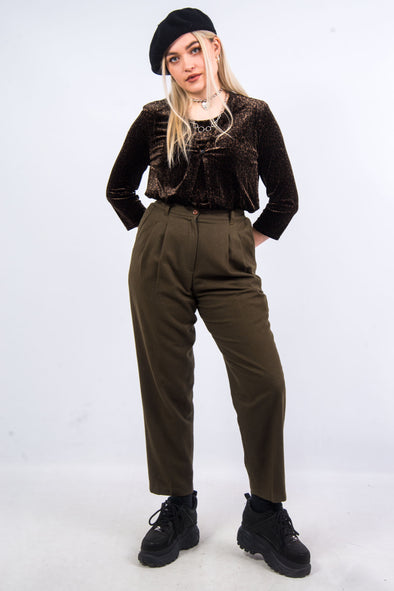 Vintage 90's Khaki Wool Trousers