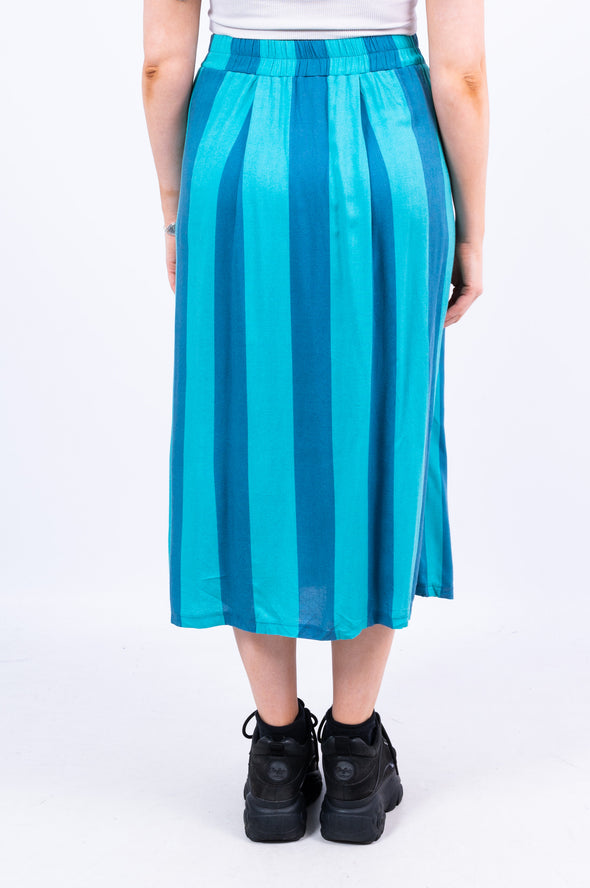 Vintage 90's Blue Striped Midi Skirt