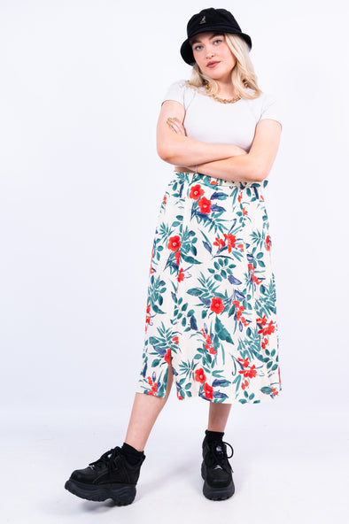 Vintage 90's Belted Floral Midi Skirt