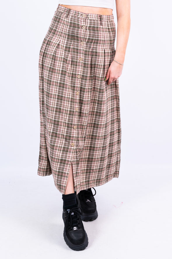 Vintage 90's Grunge Check Midi Skirt