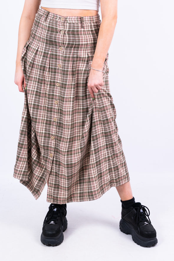 Vintage 90's Grunge Check Midi Skirt