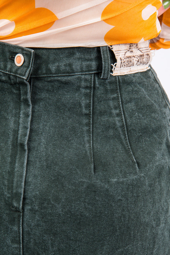 Vintage 90's Green Denim Maxi Skirt