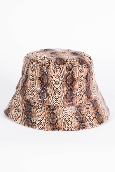 Snakeskin Bucket Hat - Brown