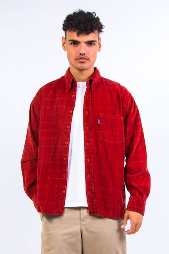 90's Red Checked Cord Shirt