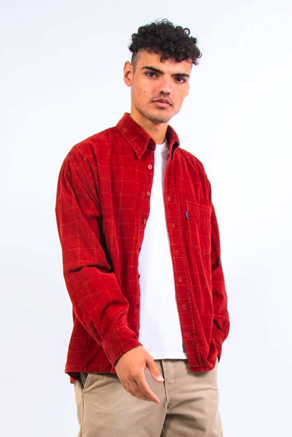 90's Red Checked Cord Shirt