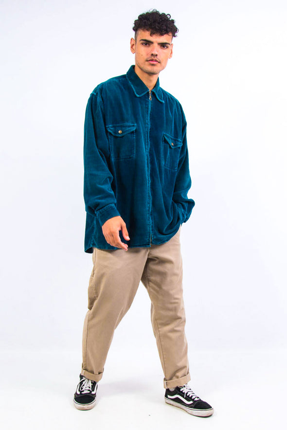 90's Blue Chunky Cord Shirt Jacket