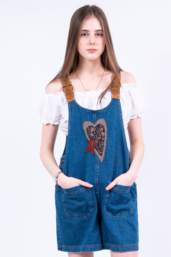 Vintage 90's Heart Short Dungarees