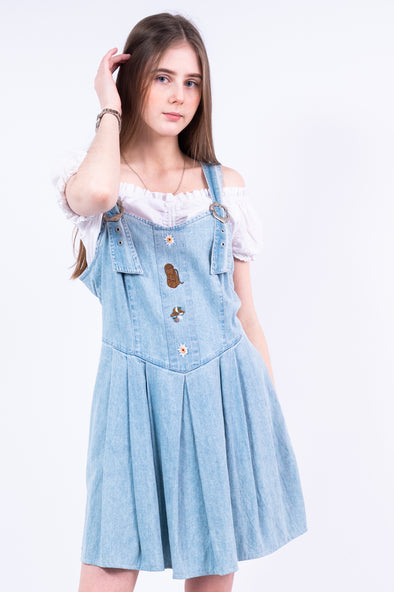 Vintage 90's Embroidered Denim Dress