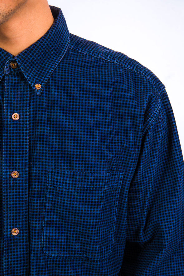 Vintage Blue Checked Cord Shirt