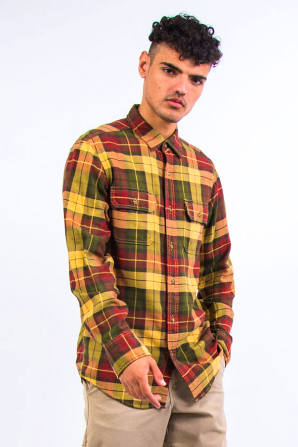 Vintage Yellow Check Flannel Shirt