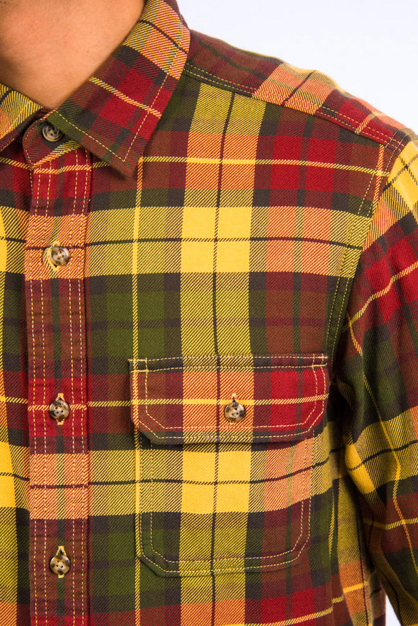 Vintage Yellow Check Flannel Shirt