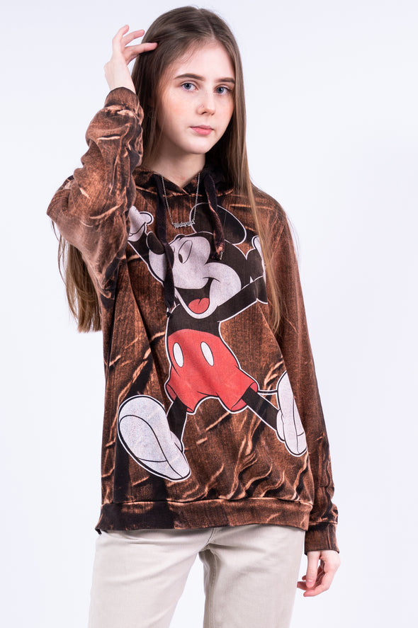 Mickey Mouse Bleach Dye Hoodie Sweatshirt
