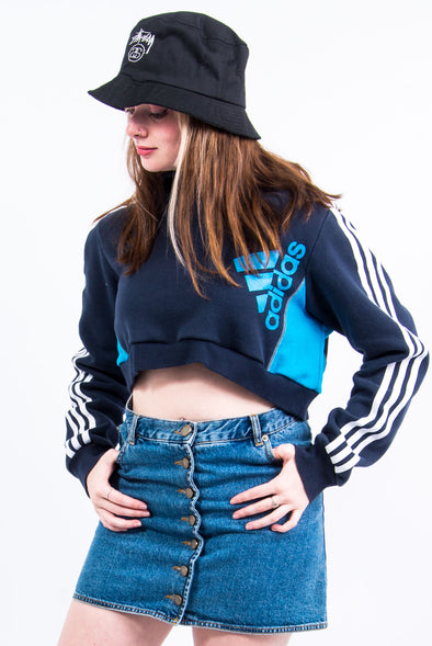 Vintage Adidas Cropped Hooded Sweatshirt