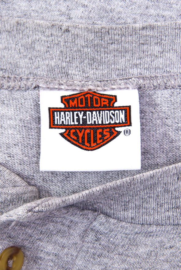 90's Harley Davidson Button Neck T-Shirt