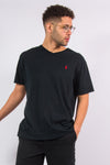 Ralph Lauren v-neck black t-shirt with red embroidered logo on chest
