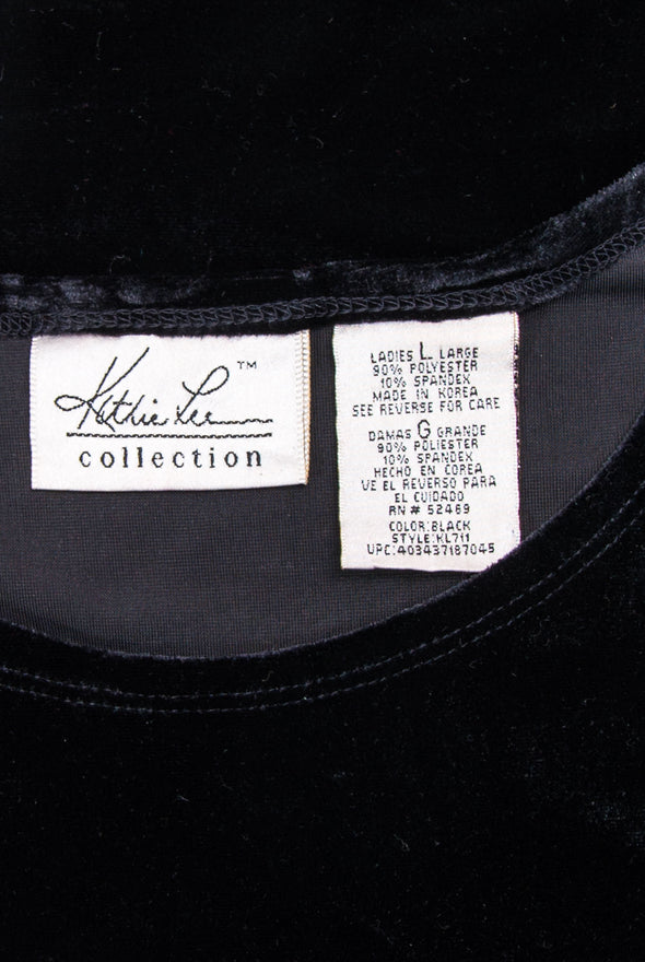Vintage 90's Grunge Black Velvet Vest Top