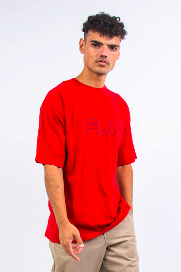 Red Fila Spell Out Logo T-Shirt