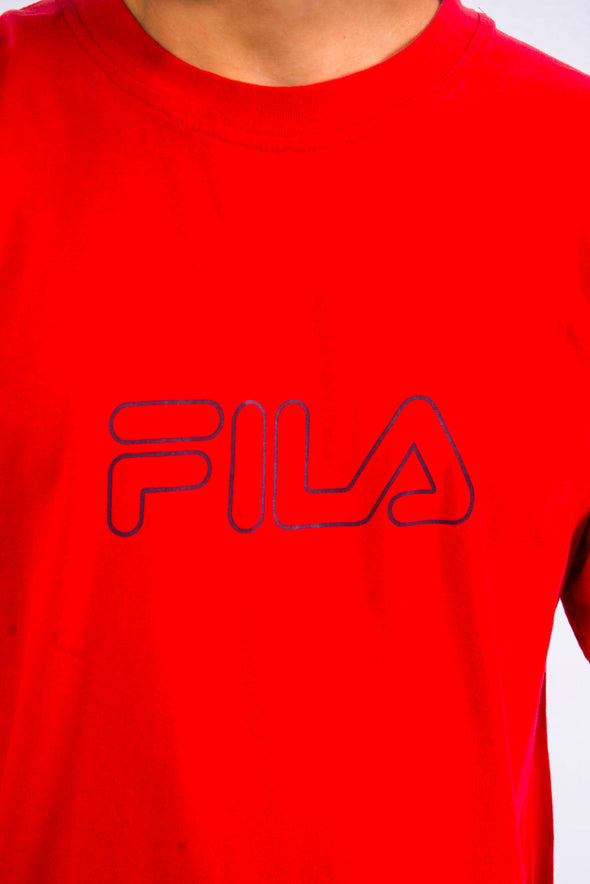 Red Fila Spell Out Logo T-Shirt