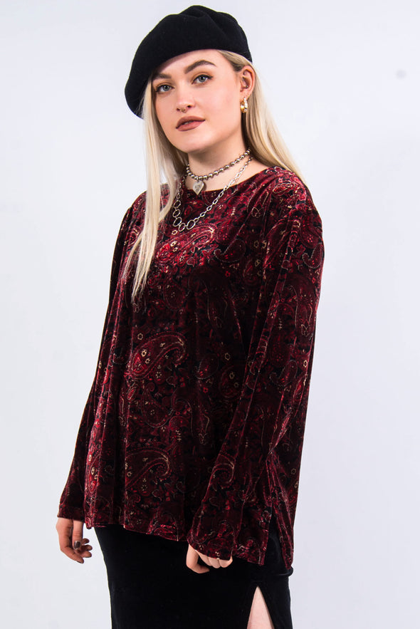 Vintage 90's Velvet Paisley Top