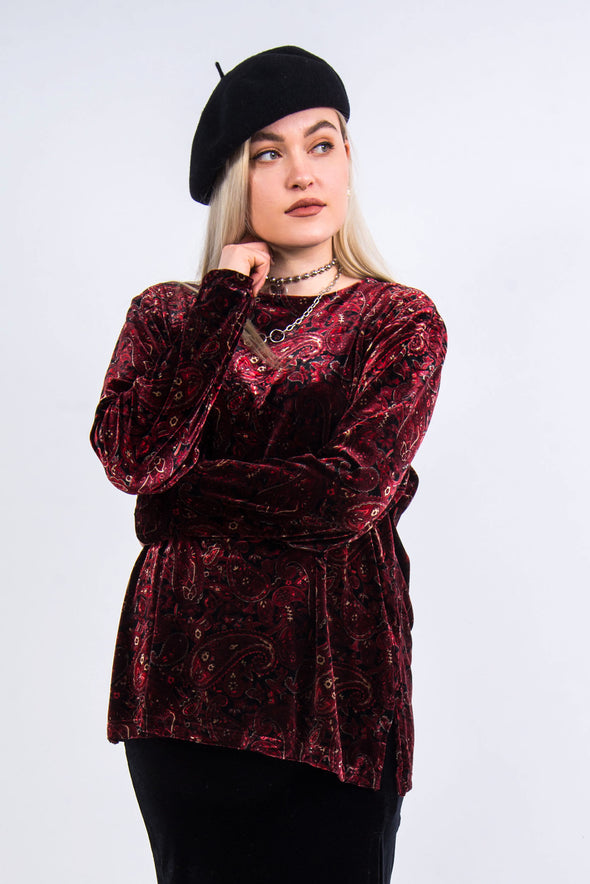 Vintage 90's Velvet Paisley Top