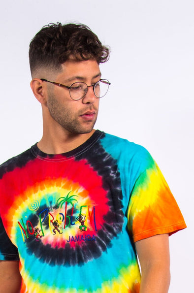 90's Classic Tie Dye Jamaica Embroidered T-Shirt