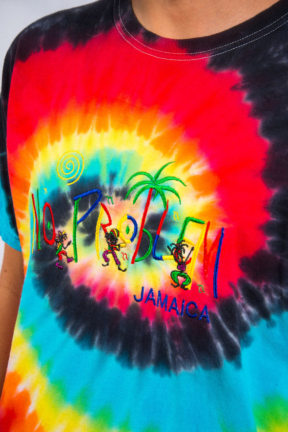 90's Classic Tie Dye Jamaica Embroidered T-Shirt