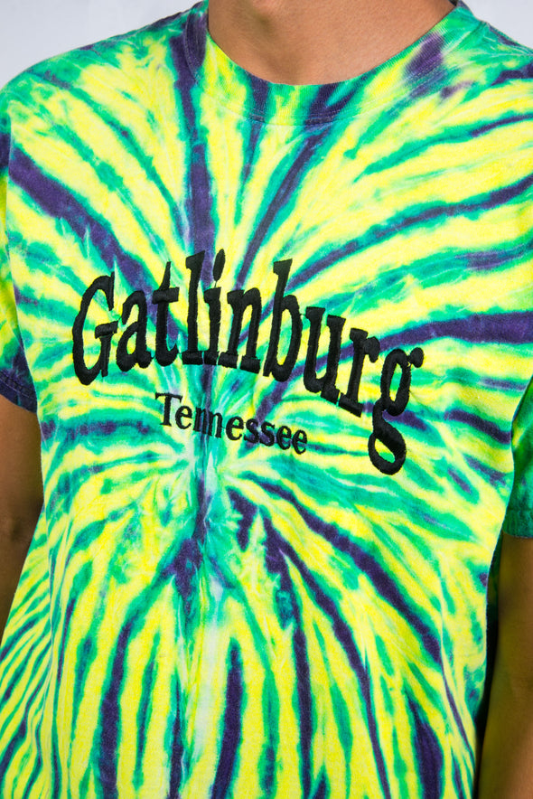 Vintage Neon Spiral Tie Dye Gatlinburg T-Shirt