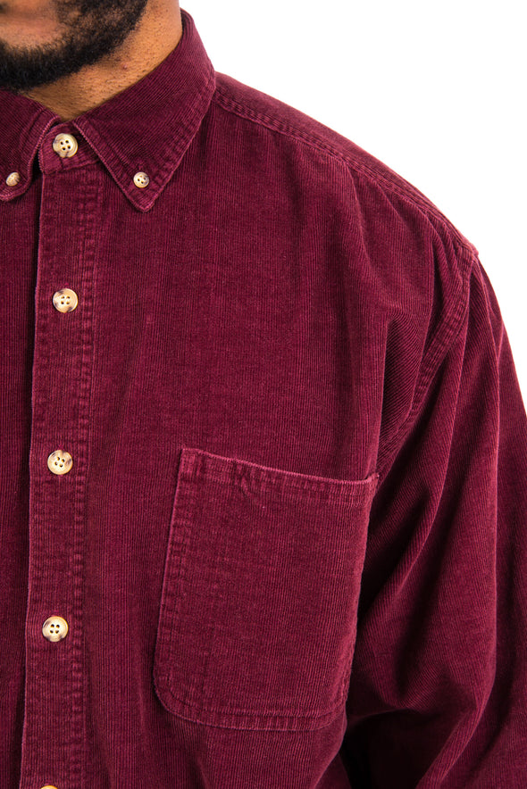 90's Vintage Burgundy Cord Shirt