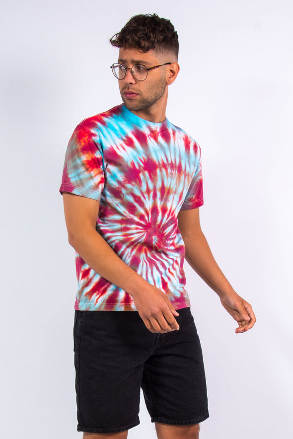 90's Blue And Red Tie Dye T-Shirt