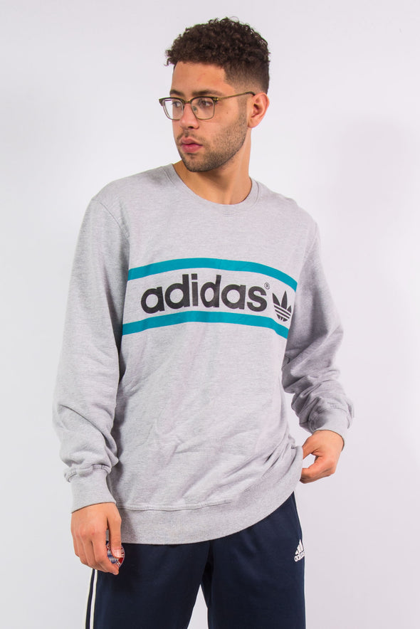 Adidas trefoil grey crew neck sweatshirt
