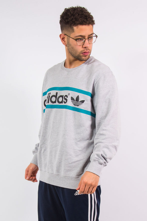 Adidas trefoil grey crew neck sweatshirt