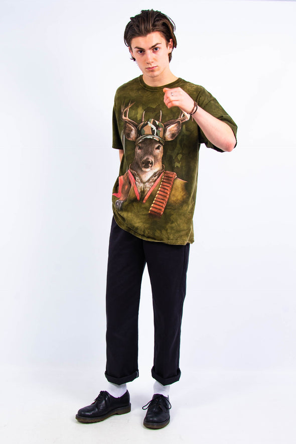 Vintage Camo Deer Print T-Shirt