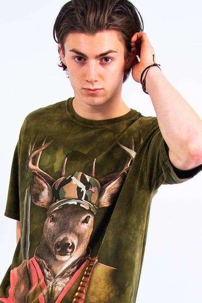 Vintage Camo Deer Print T-Shirt