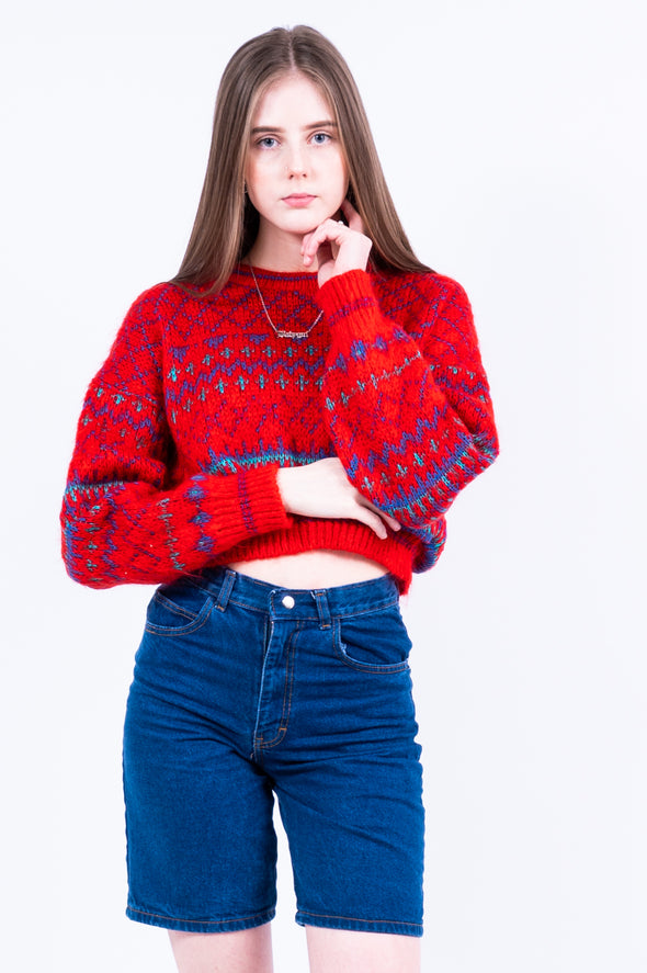 Vintage 90's Abstract Knit Crop Jumper